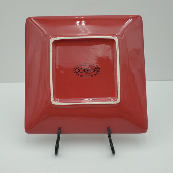 Corsica Home Rumba Square Salad Snack Plate Tabletops Unlimited Red Gold Plate - Picture 3 of 6